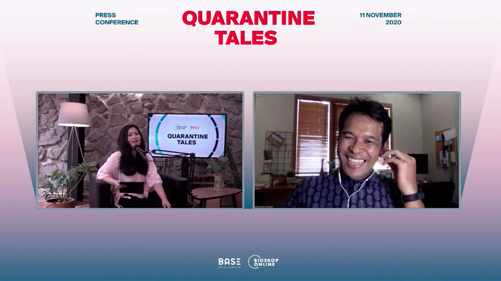 Ifa Isfansyah sedang menjelaskan film pendeknya yang akan hadir di omnibus Quarantine Tales