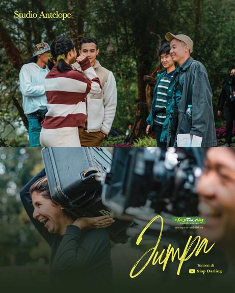 Foto-foto syuting web series Jumpa, terlihat sutradara Andrew Kose lagi diskusi dengan pemain, Maizura dan Omara Esteghlal.
