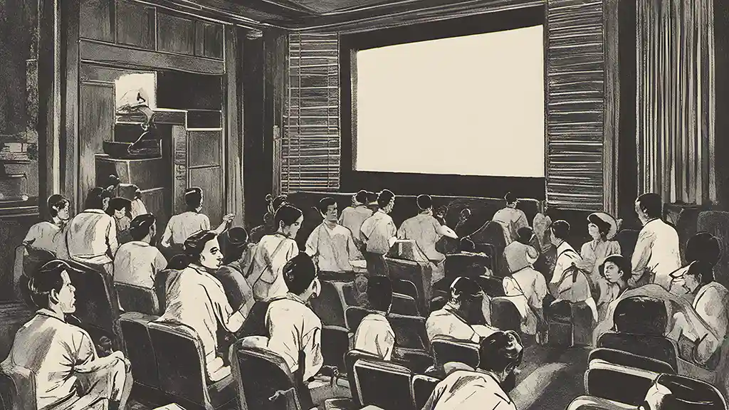 Ilustrasi bioskop Indonesia di era 1950-an.